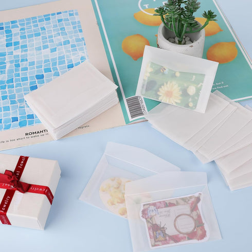 100 Pcs Glassine Envelopes, 7x10cm / 3.9 x 2.7 Inches Clear Envelopes for Seeds Coin Collecting Lottery Ticket Stamp Card, White Translucent Paper...