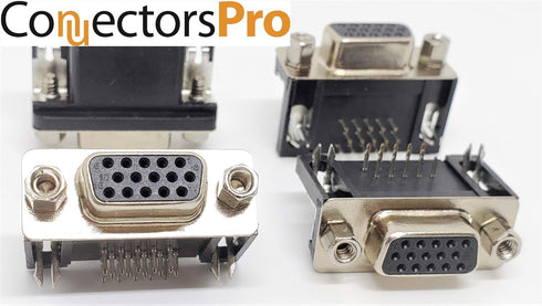 PC Accessories - Connectors Pro D-Sub High Density DBHD15 Female Right Angle PCB Mount Connector, 10-Pack 90 Degree D-Sub RHD15F...