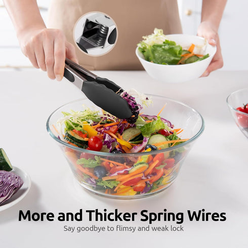 600ºF Heat Resistant Kitchen Tong: U-Taste 7 inch Silicone Cooking Tong with Firm Sealed Non Stick Rubber Tips & Silicon Coated 18/8 Stainless Ste...