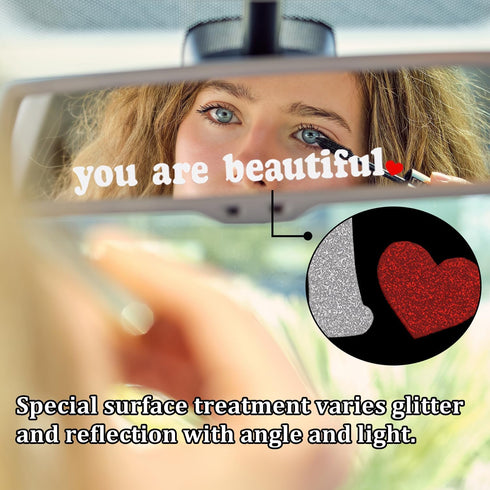 You Are Beautiful Sticker 3 Pack Cute Car Decal for Rearview Mirror Window Windshield Bumper,Vinyl Letter Sticker,Funny Car Accessories for Girls ...