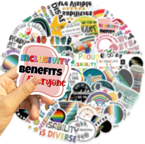 50pcs Disability Pride Stickers for Teens Journals,Disabled Is Not a Dirty Word Stickers Cool Waterproof Vinyl Decals for Adult Water Bottles Comp...