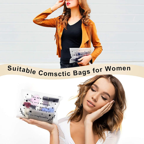 Sotiff 60 Pcs Bulk Inspirational Gifts for Women, Inspirational Makeup Bags EVA Cosmetic Toiletry Bags Thank You Encouragement Church Gifts for Fr...