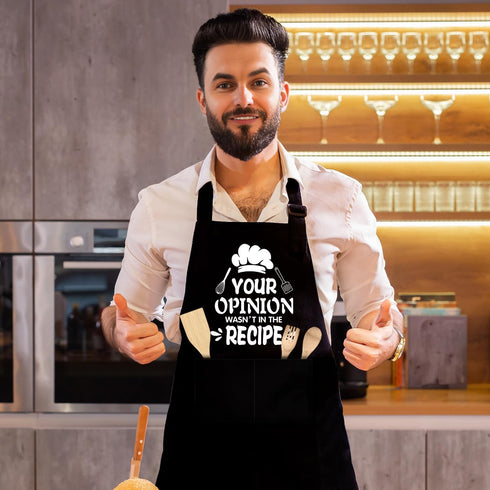 Your opinion Your opinion is not in the recipe, Fun Women's Apron (Black) with 2 Tool Pockets, One Size Fits All, Adjustable Straps, Cooking, Gril...