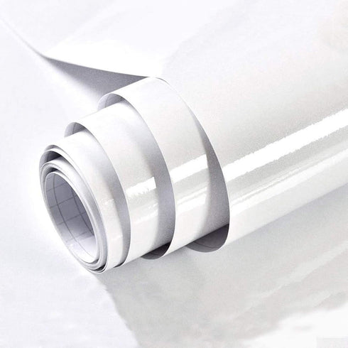 TANONE White Wallpaper Self Adhesive Wallpaper Vinyl 15.8"X196.7" Decorative Film Shiny Wallpaper for Cabinets Furniture Countertops (Big White)...