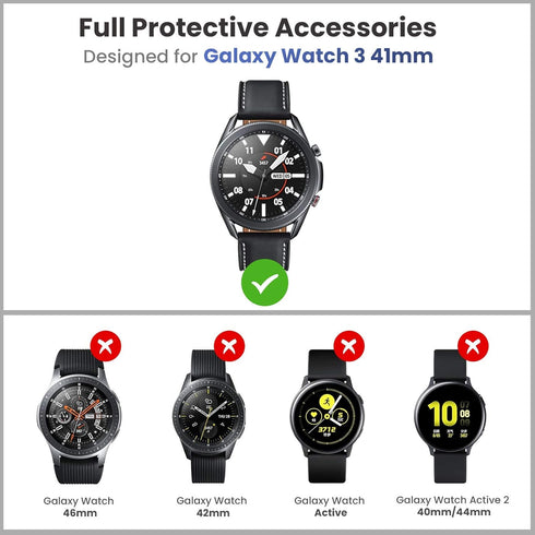 Goton 3 in 1 Accessories for Samsung Galaxy Watch 3 45mm, 1 Rugged TPU Armor Bumper Case +2 Tempered Glass Screen Protector Films + 1 Bezel Ring f...