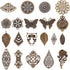 PH PandaHall 120pcs Filigree Metal Embellishments 19 Style Filigree Connectors Charms Antique Bronze Flower Animal Pendants for Steampunk Mixed Me...