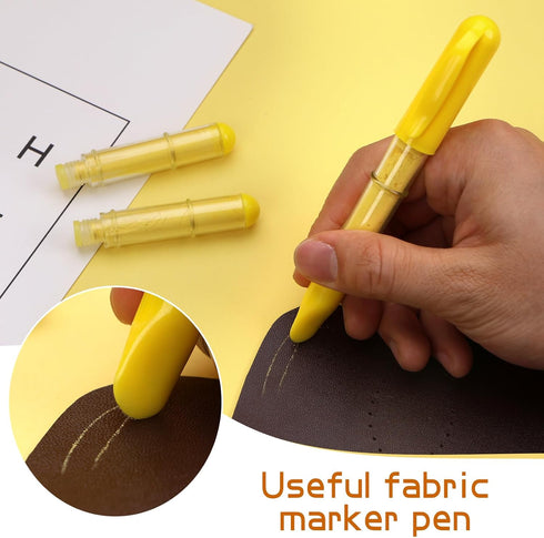Fabric Chalk Markers, 2 Pack Refillable Chalk Pencils for Quilting and Sewing, Quilting Chalk Marker, Yellow Sewing Chalk, Sewing Notions & Access...