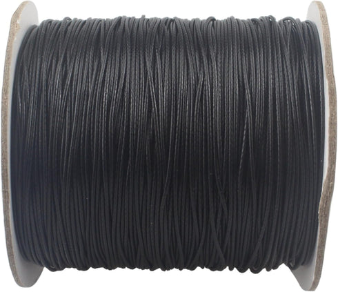 Black Waxed Polyester Jewelry Making Cord Waxed Beading String with Spool for Craft DIY Thread (0.5mm - (150Yards))...