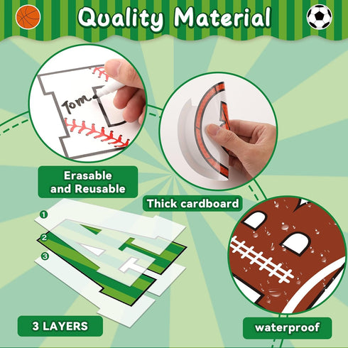 260pcs Sports Bulletin Board Letters for Classroom 4” Letters Combo Pack Set Football Soccer Classroom Decorations Alphabet Numbers Symbols Cutout...