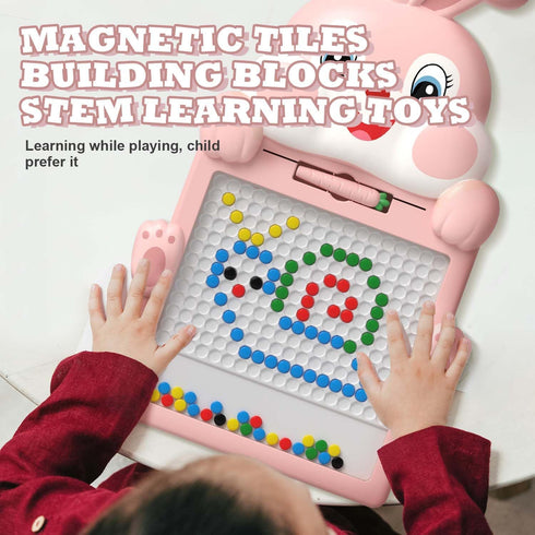 Magnetic Drawing Board, Magnetic Toys, Magnetic Dot Art Montessori Preschool Educational Toys, Magnet Doodle Board with Magnetic Pen & Beads & 14 ...