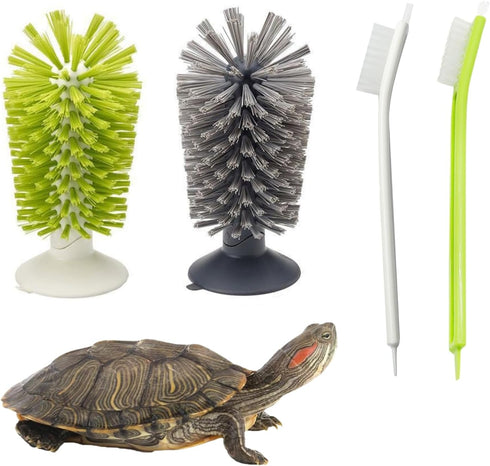 4 Pack Turtle Brush - Turtle Shell Cleaning Brush with Suction Cup for Tank Remove Aquatic Mud Dirt Tortoises Back Scratches Brush Promoting Shell...