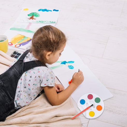 Mini Watercolor Kids Paint Set - (Bulk Pack of 12) - 5 Watercolor Paints, Palette Tray and Painting Brush, for Art Party Favors, Kids Prizes and P...