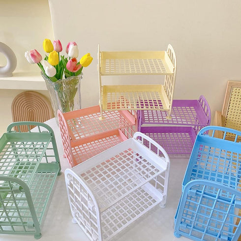 lasenersm 1 Piece Plastic Bathroom Storage Shelf 2 Layer Desktop Shelf Bathroom Countertop Organizer Cosmetic Makeup Storage Rack Home Organizatio...
