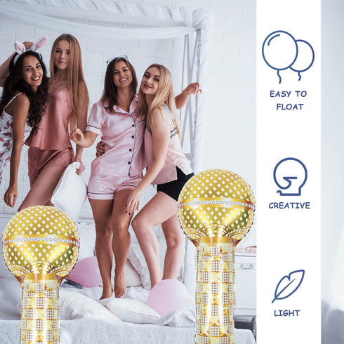 Gadpiparty 3Pcs Inflatable Microphone Balloons Blow up Microphones Toys Rock Star Foil Mylar Balloons 90S 80S Theme Party Balloons for Musical Con...