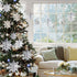OuMuaMua Winter Christmas Hanging Decorations, 12PCS 3D Large Silver Snowflakes & 12PCS White Paper Snowflakes Hanging Garland for Christmas Winte...