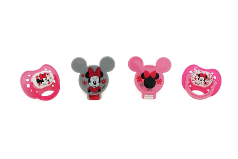 Cudlie Disney Baby Girl Minnie Mouse Pack of 2 Pacifier with 2 Clips, Florals...