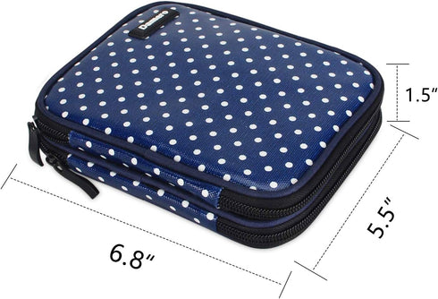 Damero Crochet Hook Case, Travel Storage Bag for Various Crochet Needles and Accessories, Lightweight and Compact, Easy to Carry, Medium, Blue Dot...