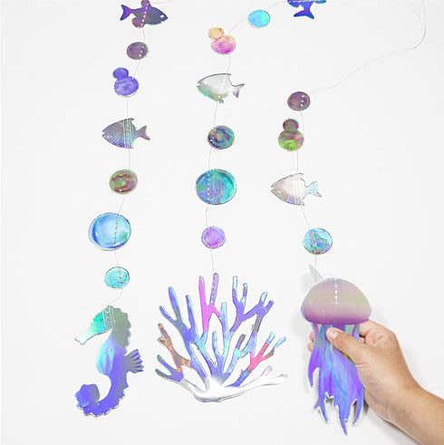 Cheerland Iridescent Under The Sea Party Decorations Holographic Bubble Garlands Decoration Mermaid Birthday Decor for Ocean Theme Baby Shower Sum...