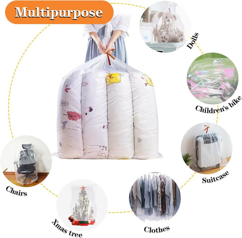 4 Pack Large Clear Plastic Bags, 40" x 60" Moistureproof Dustproof Large Storage Bags, Reusable Giant Extra Luggage Storage Bags for Luggage, Suit...