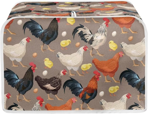Brown Chicken Rooster Print 2 Slice Toaster Cover Kitchen Small Appliance Covers Universal Size Microwave Oven Dustproof Cover Women...