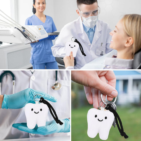24 Set Funny Dental Assistant Gift Tooth Plush Keychains Dental Toy Dentist Appreciation Gifts for Back to School Hygienist Nurse Student Coworker...