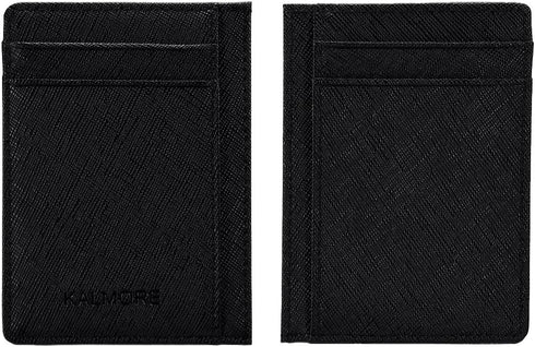 Unisex-Adult's Petite Credit Card Holder Leather Slim Minimalist Wallet, Crosshatch Black, Classic...
