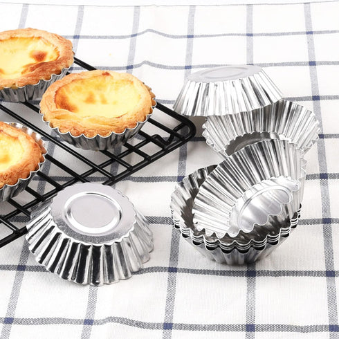 Tosnail 50 Pieces Aluminum Egg Tart Mold Small Tart Pie Tin Mini Cupcake Cake Muffin Cookie Mold Baking Cups...