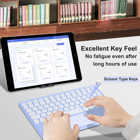 Wireless Keyboard with Touchpad,Ultra-Slim Portable Rechargeable Bluetooth Keyboard,Ipad Keyboard with Trackpad for OS Android Windows Devices(Pur...