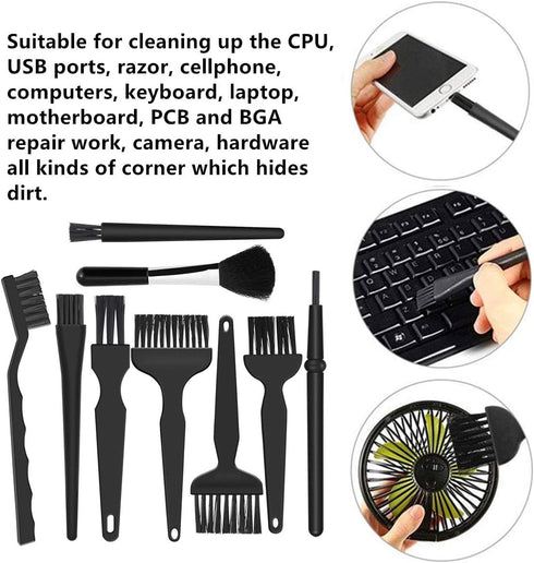 9 in 1 Anti Static Brushes Small Cleaning Kit Multi-Purpose Nylon Brush for Keyboard, PC Motherboards, Camera, Phone, Laptop, MacBook, Computer......