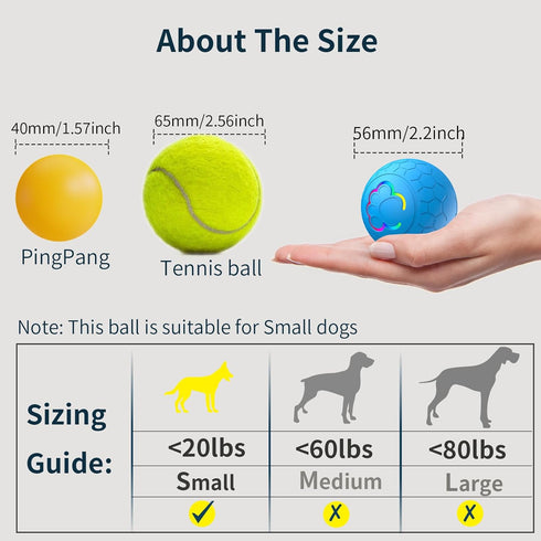 Smart Interactive Dog Toys Ball, Auto Moving Bouncing Rotating Ball with 2 Modes, USB Rechargeable, 56mm in Diameter for Small Dog, Fun Gift for B...