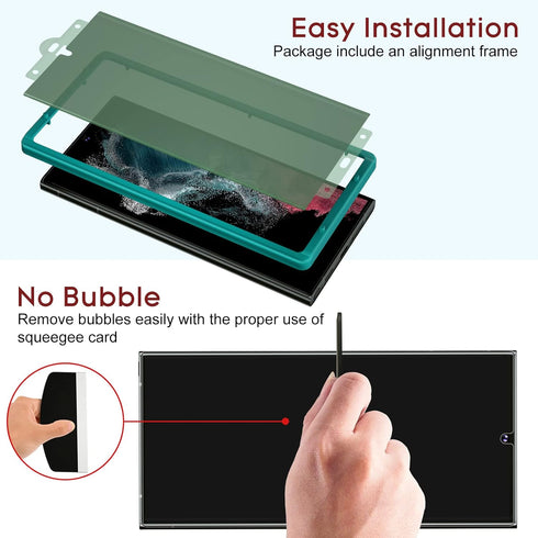 Esanik [2+2Pack Privacy Screen Protector for Samsung Galaxy S23 Ultra 6.8-inch Anti Spy PET Film(NOT Glass) with Easy Installation Frame + Camera ...