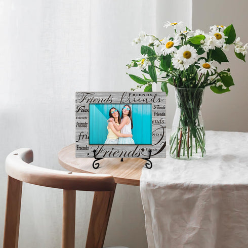 Wooden Photo Frame Friendship Gifts for Friends Bestie Woman BFF, Wooden Photo Frame with Iron Stand for Tabletop or Desktop Display, Home Table D...