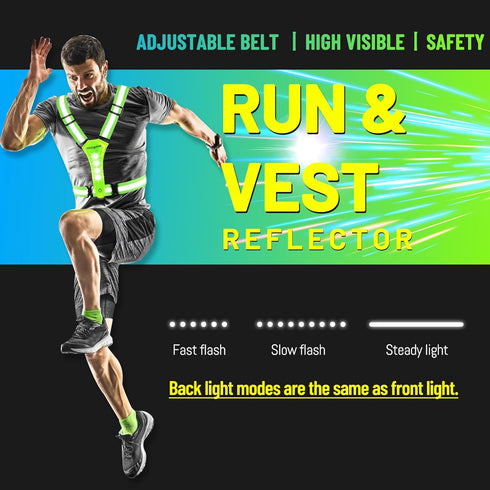 Led Reflective Vest Running Gear, Light Up Vest for Night Walking, High Visibility USB Rechargeable Adjustable Running Lights for Runners Walkers ...