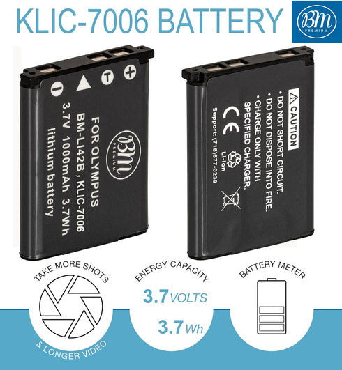 BM Premium 2-Pack of LB-012 Batteries and Charger for Kodak KLIC-7006, PIXPRO FZ55, FZ55-BK, FZ53 Cameras...
