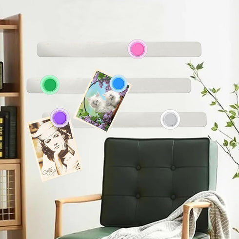 Magnetic Board Frameless Stainless Iron Strips, Magnetic Strips with Adhesive Backing Magnet Board Magnetic Bulletin Bar Board Memo Board with 7 P...