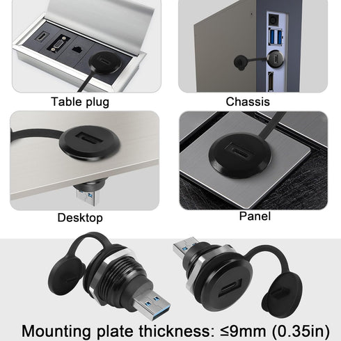 QIANRENON USB3.0 to USB C Threaded Fixing Adapter 5Gbps USB3.0 Male to USB C Female Circular Connector USB3.0 to Type C Data Converter Mount Socke...