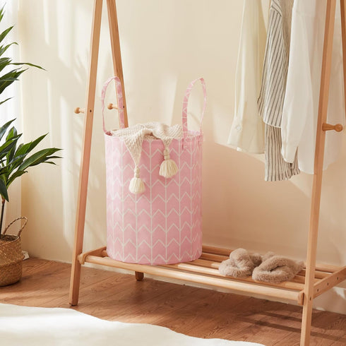 TECHMILLY Large Storage Basket for Girls and Boys, Collapsible Laundry Hamper with Long Handles, Toy Bins for Nursery, Kids Room Décor...