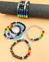 BOMAIL 10Pcs Evil Eye Charm Bracelets-7 Chakras Gemstone Lava Stone Hamsa Hand of Fatima Turkish Evil Eye Lucky Bracelet for Protection and Blessi...