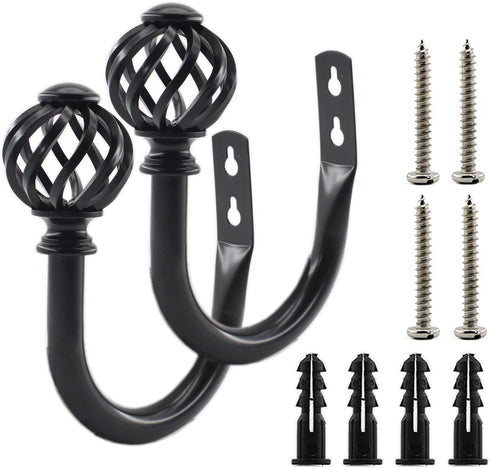 2 Pack Curtain Holdbacks,ULIFESTAR U Shaped Wall Mounted Curtain Tieback Hooks Drapery Tiebacks Decorative Curtain Hooks Window Treatment Holdback...
