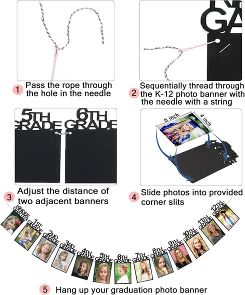 Graduation Photo Banner for 2025 2026 Party Decorations, Kindergarten to 12th Grade Picture Banner, Middle School, High School College Graduation ...