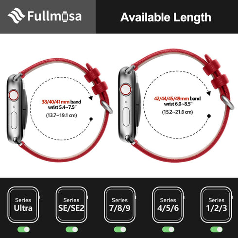Fullmosa Leather Bands Compatible with Apple Watch Band 41mm 40mm 38mm 42mm 44mm 45mm 46mm 49mm Women Men for iWatch Ultra 2/Ultra/10/9/8/7/6/5/4/...