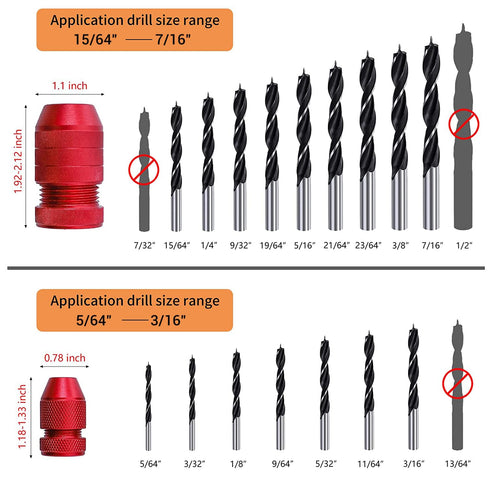 Ruitool Drill Depth Stop for Drill Bits,Adjustable Drill Stop Applicable Size Range 5/64"-3/16",15/64"-7/16",Aluminum Drill Bit Stop Collar Set fo...