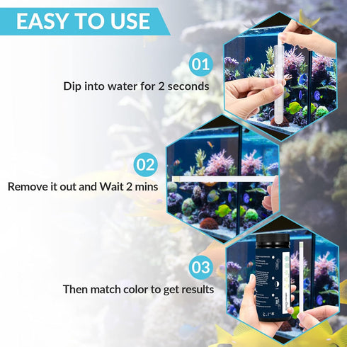 Ammonia Test Kit for Aquarium Freshwater: 100 Counts Aquarium Ammonia Test Strips for Fish Tank Ammonia Tester for Aquarium Pond - Testing for Amm...