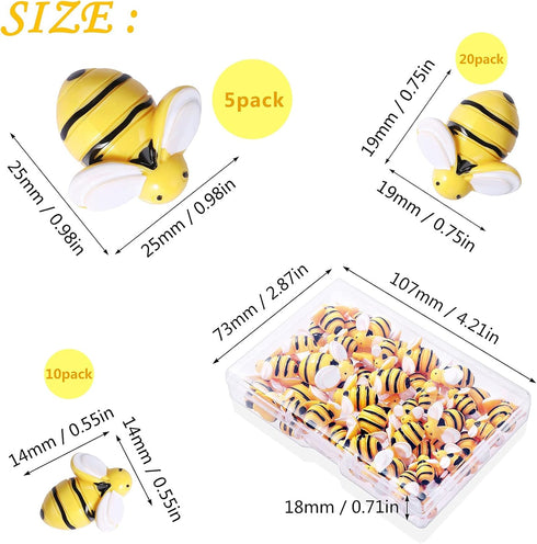 CCOZN 35 Tiny Resin Bees, Bumblebees Embellishment with Box DIY Wreath Decoration for DIY Crafts, Scrapbooking, Home Decor, 0.98inch, 0.75inch, 0....