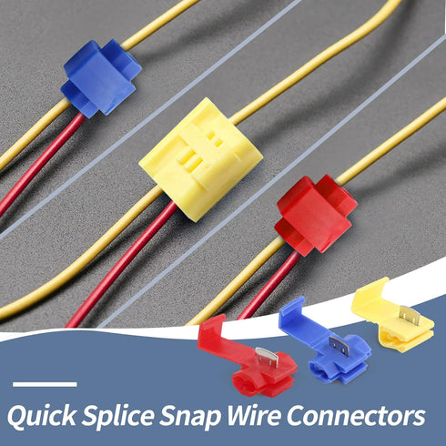 60 Pcs Solderless Quick Splice Snap Wire Connectors, Pressed Insulated Electrical Splice Wire Connectors (12-10 AWG Yellow 20 Pcs, 18-14 AWG Blue ...