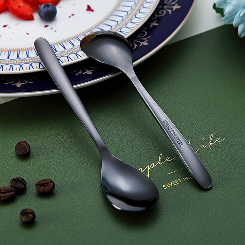 Black Demitasse Espresso Spoons, 5.5'' Mini Coffee Spoons, Set of 6, Stainless Steel, Dishwasher Safe...