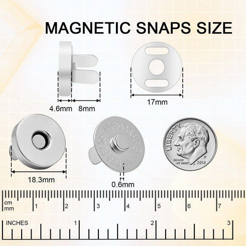 CooBigo 24Sets Magnetic Snaps for Purse Closures 18mm Magnetic Fastener Replacement Kit Magnetic Snaps for Purses and Totes Clothing Bag DIY Craft...