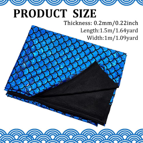 FINGERINSPIRE Mermaid Scales Fabric 39x59 inch Blue Sparkly Hologram Spandex Mermaid Printed Fish Scale 2 Way Stretch Mermaid Fishscale Fabric for...