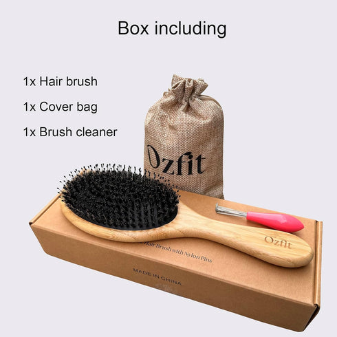 Hair Brush, Boar Bristle Hair Brushes for Women men Kid, Boar & Nylon Bristle Brush for Wet/Dry Hair Smoothing Massaging Detangling, Everyday Brus...