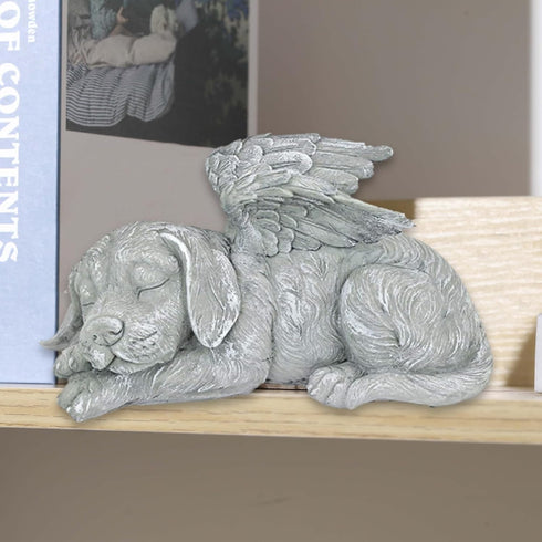 Cherish Your Beloved Canine Companion with The Angel Dog Memorial Statue - Garden Resin Sleeping Dog Statue with Wings - Resin and Stone Dog Memor...